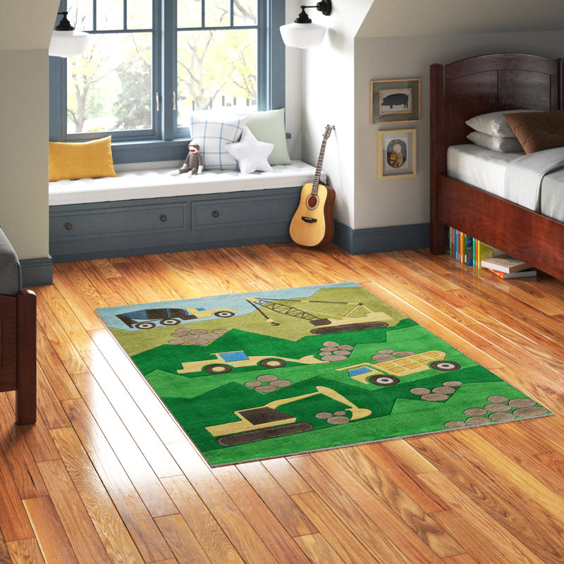 Tapis vert touffeté à la main Calista, Rectangle 8 pi x 10 pi