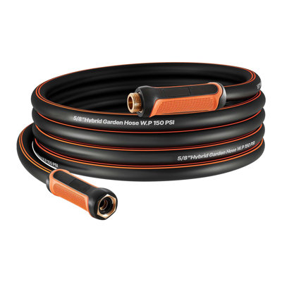 25 ft Heavy Duty Rubber Garden Hose - 5/8" High Pressure Flexible Water Hose with Leak-Free Copper-Plated Aluminum Fittings