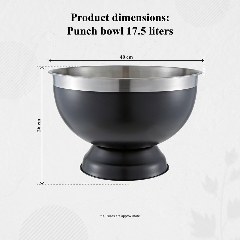 Buckingham Premium Wine Cooler Large Punch Bowl Stainless Steel Champagne Ice Bucket with Rolled Edge 17.5 litres 40 cm