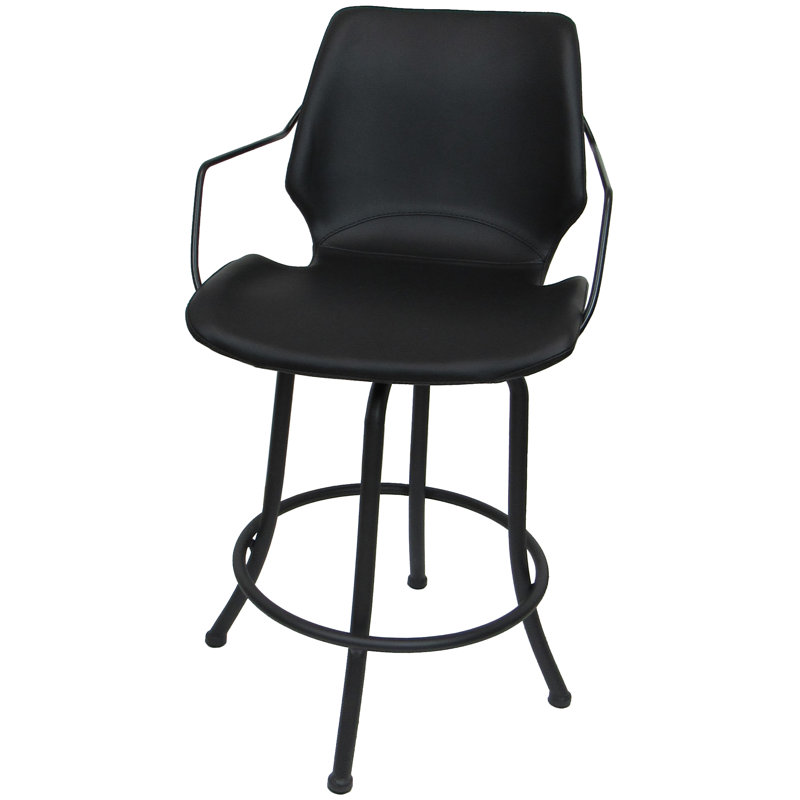 Noie Swivel Upholstered Counter Stool with Metal Frame, Black, Extra Tall (34” Seat Height)