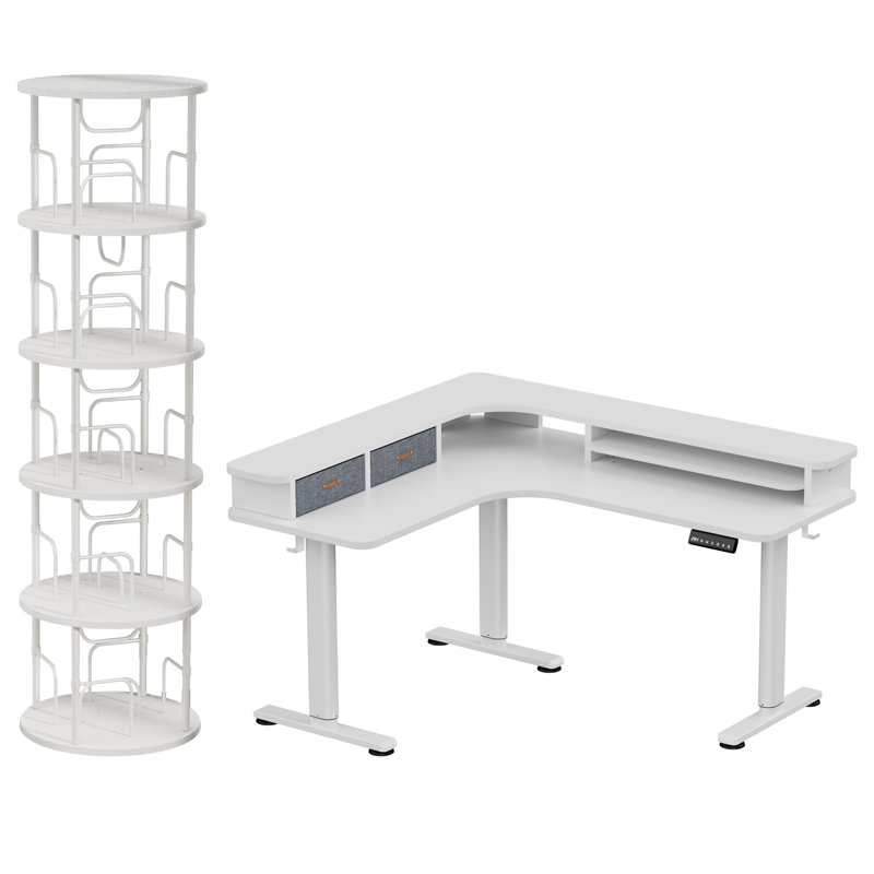 Bureau debout avec bibliothèque rotative, Blanc