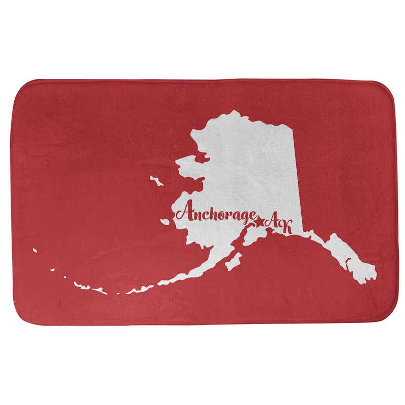 Tapis pour salle de bain ancrage alaska, l 17 po x L 21 po, Rouge, Anchorage, Alaska