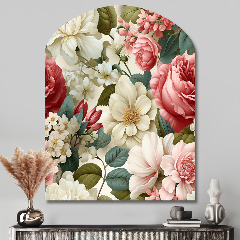 Ingle - Art mural floral asymétrique en métal, sculpture murale en arche, H 43 po x l 33 po