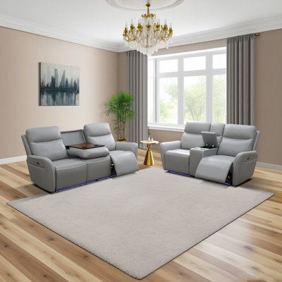Breathing Leather 2-Piece Reclining Living Room Set, Brown