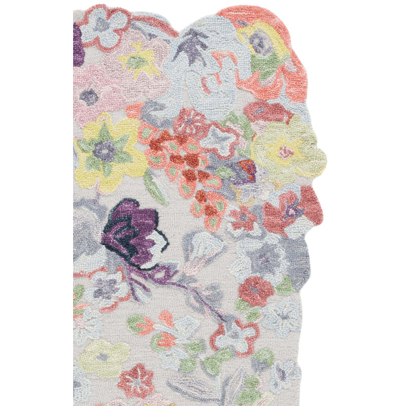 Tapis floral en laine et coton touffeté à la main Jardin, Rectangle 5 po x 8 po