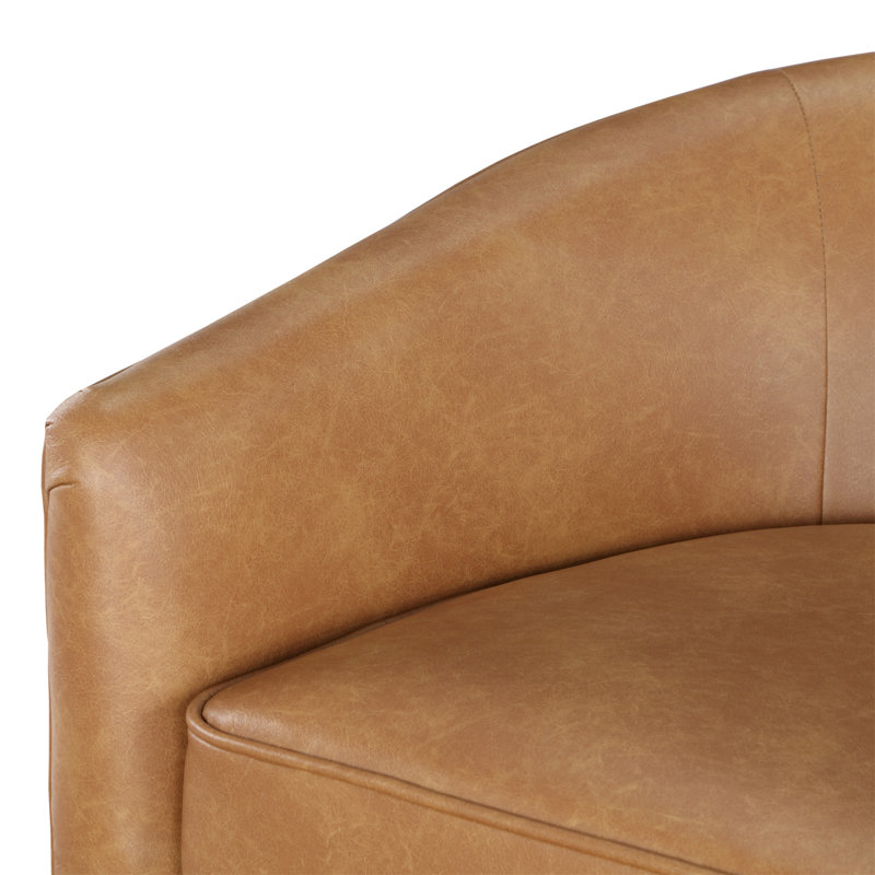 Fauteuil d'appoint pivotant large 29 po Asmi, Similicuir brun clair