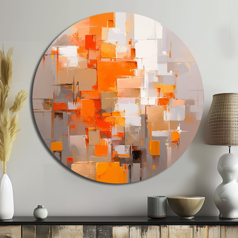 Claiton - Art abstrait rond en métal, H 36 po x l 36 po