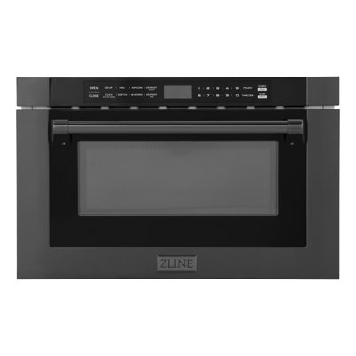 ZLINE 24 in. 1.2 cu. ft. Built-in Microwave Drawer with a Traditional Handle in Black Stainless Steel (MWD-1-BS-H)