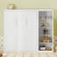 Lit blanc avec tablettes, lit escamotable confortable en option, disposition des tablettes-455285423-455285425
