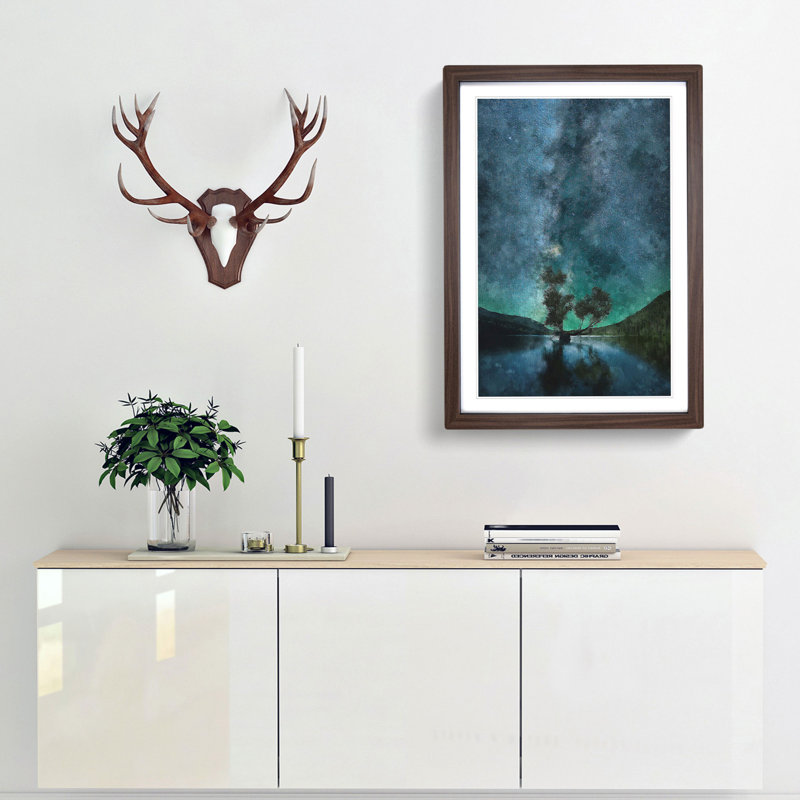 Milky Way Above Washington - Picture Frame Painting Print, 87cm H x 62cm W x 2cm D, Walnut Framed