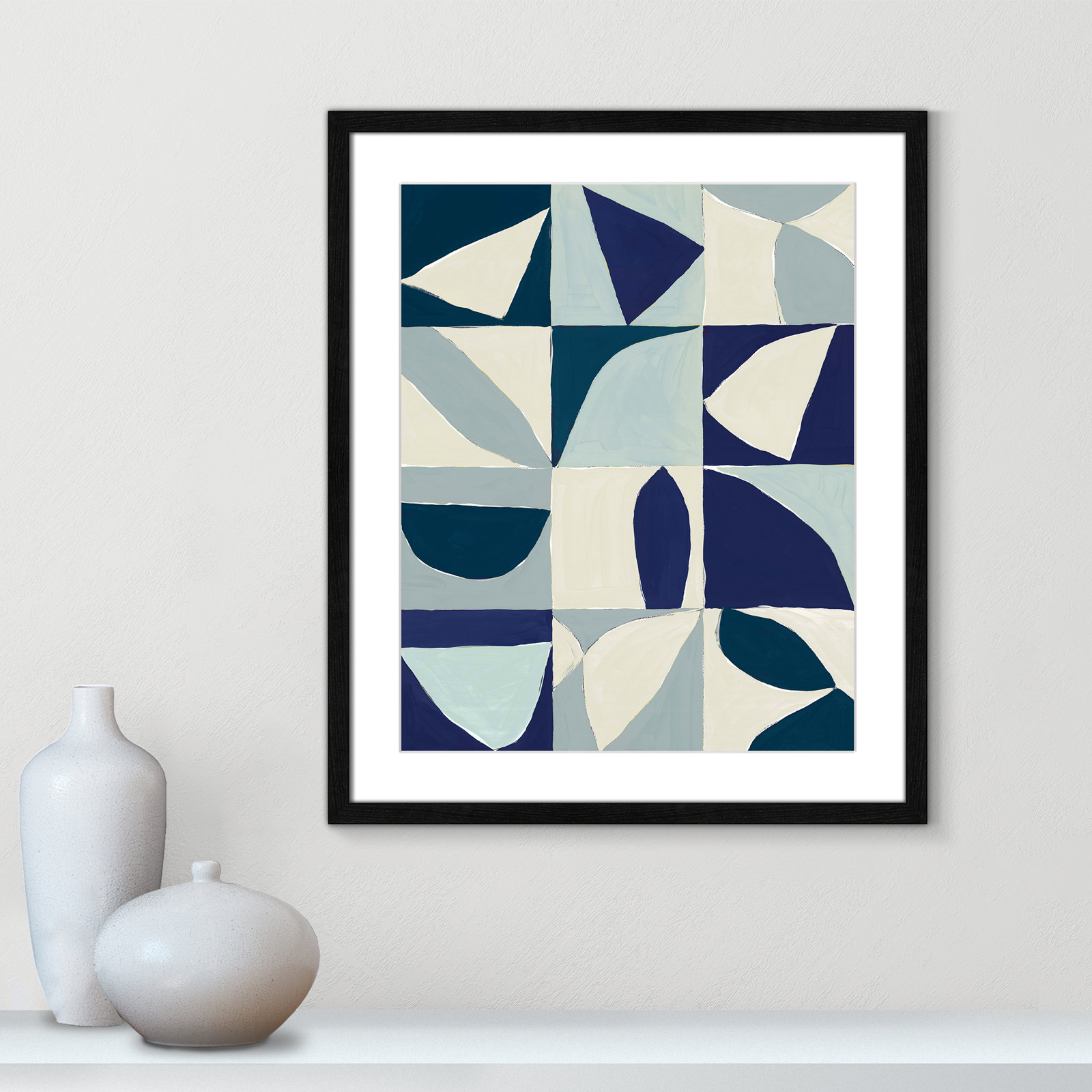 Hestia "Yellow Mayan I Blue Version" Print, Black, 25.5" H x 21.5" W x 0.75" D