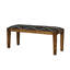 Banc rembourré rustique noir et blanc avec pieds en bois à motif moderne