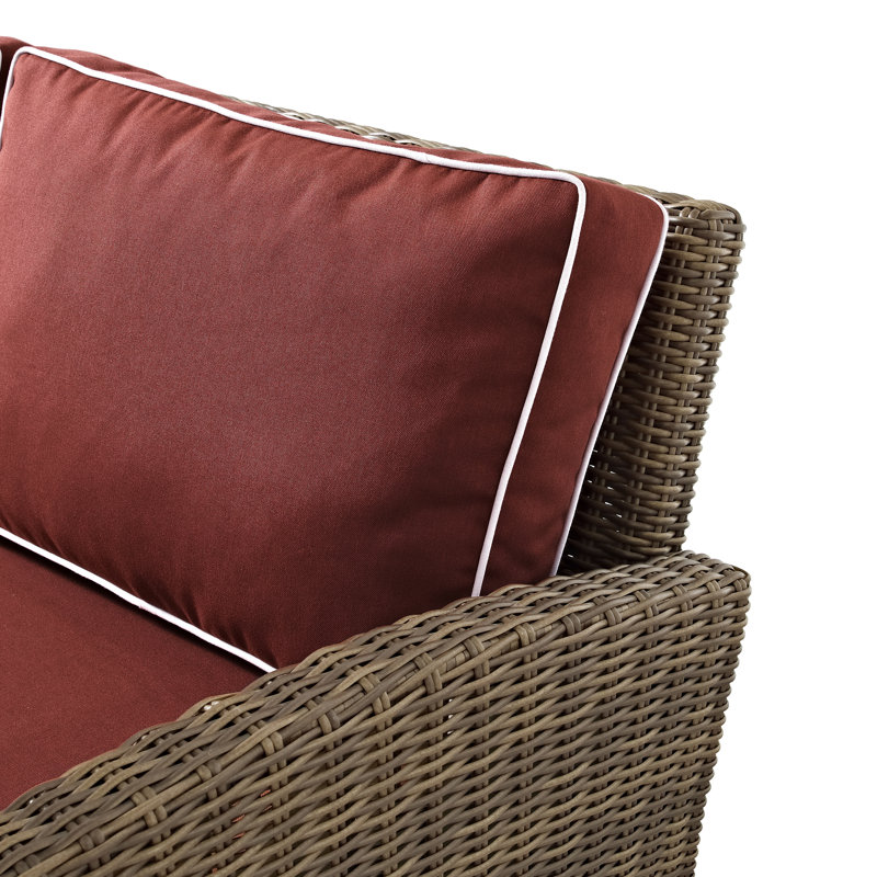 55'' Wide Metal Loveseat with Cushions, Sangria, Brown
