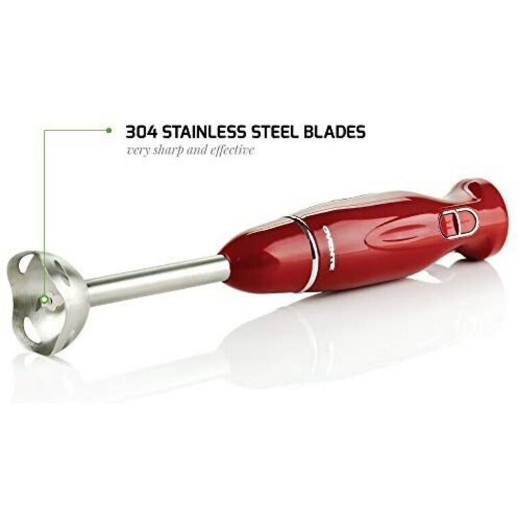 OVENTE Immersion Blender Black Stainless Steel Blades 300-Watt