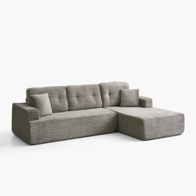 "107"L-Shaped Corduroy Modular Sleeper Sofa, Left Chaise – Space-Saving Design