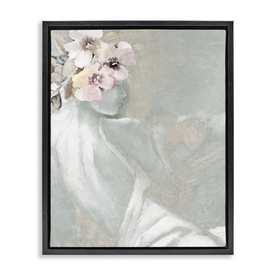 «Chic Floral Woman», art mural encadré sur toile flottante par Carol Robinson