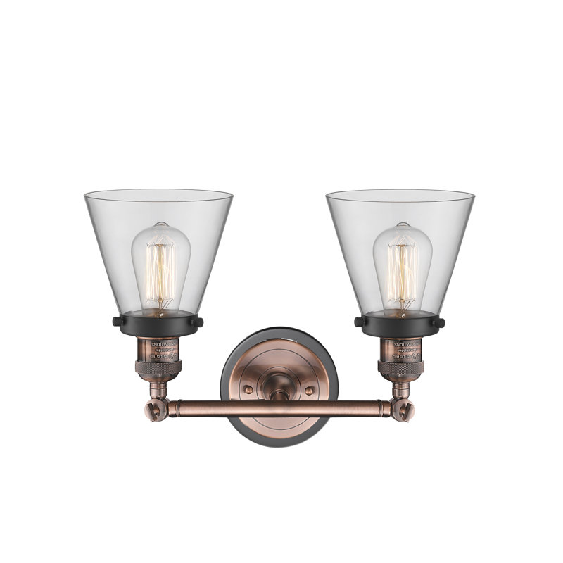 2 - Light Dimmable Vanity Light, Antique Copper/Matte Black, Matte White