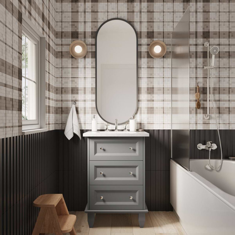 Nora 24" Freestanding Standard Single Bathroom Vanity with Top, Gray