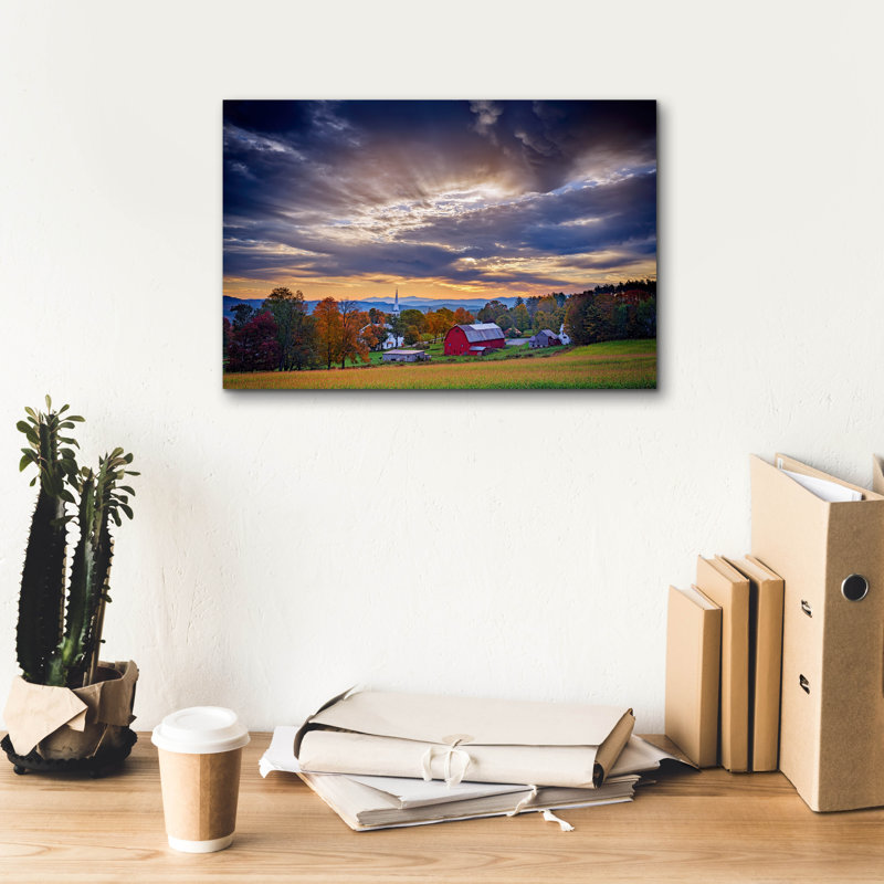 Art paroissial sur toile, "Ciel d'oasis en paon" par Rick Berk, H 12 po x l 18 po x P 0,75 po