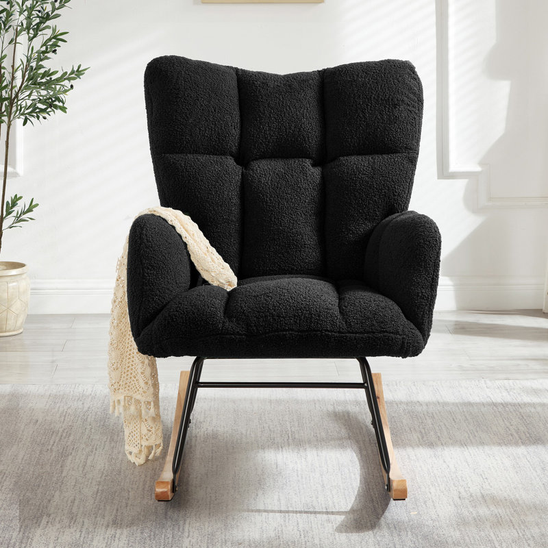 Chaise berçante rembourrée Teddy, Noir