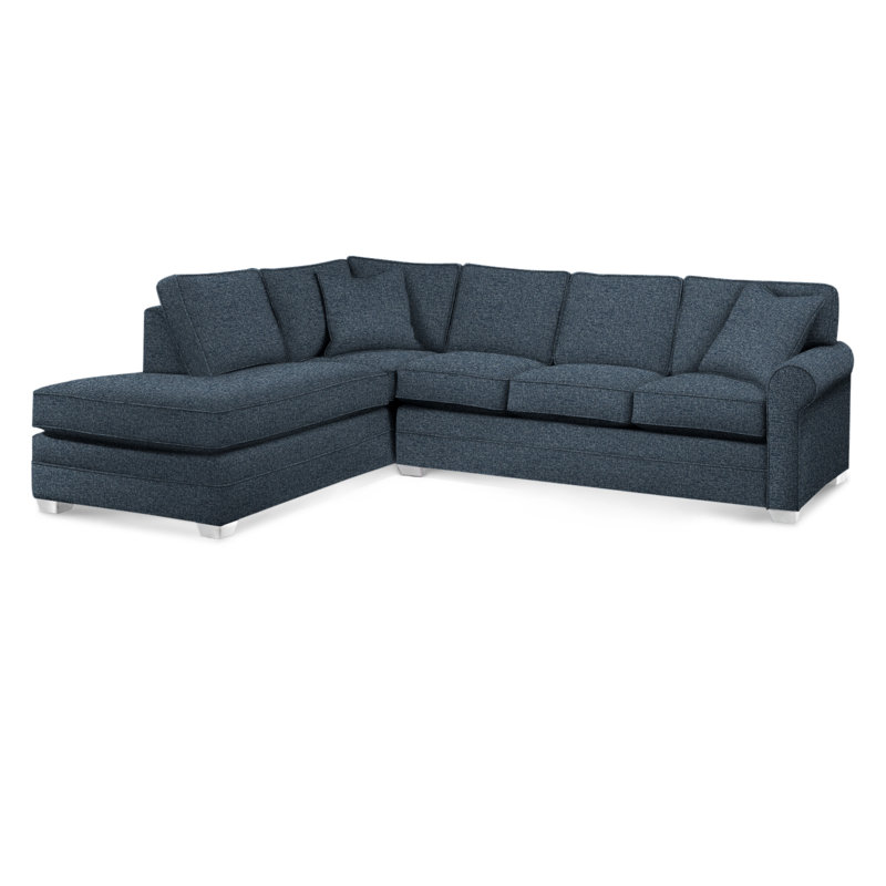 Bedford Upholstered Sectional, Frost White Finish, Left Hand Facing, Basic Blue; 0317-63