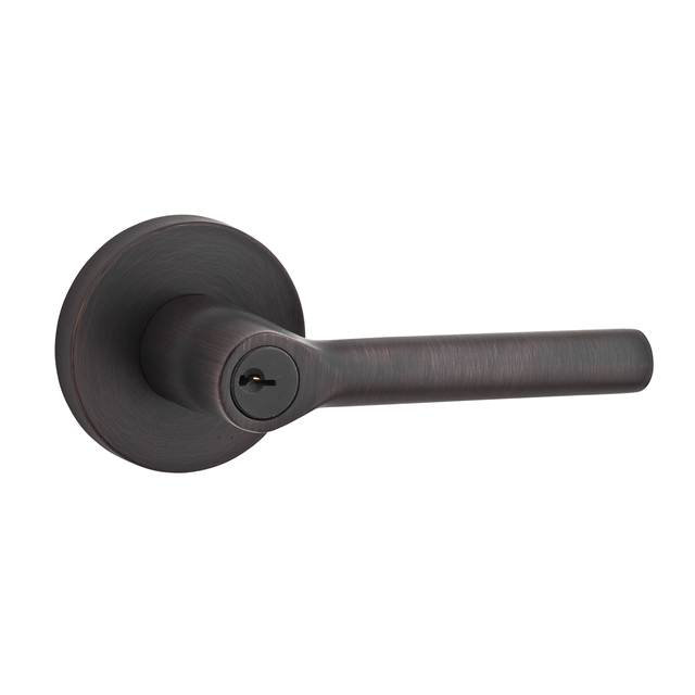 Tubed Door Lever with Round Rose, Venetian Bronze, Keyed Alike, Yes
