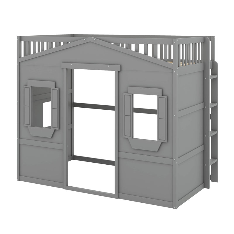 Lit mezzanine avec échelle House, Lit simple, Gris