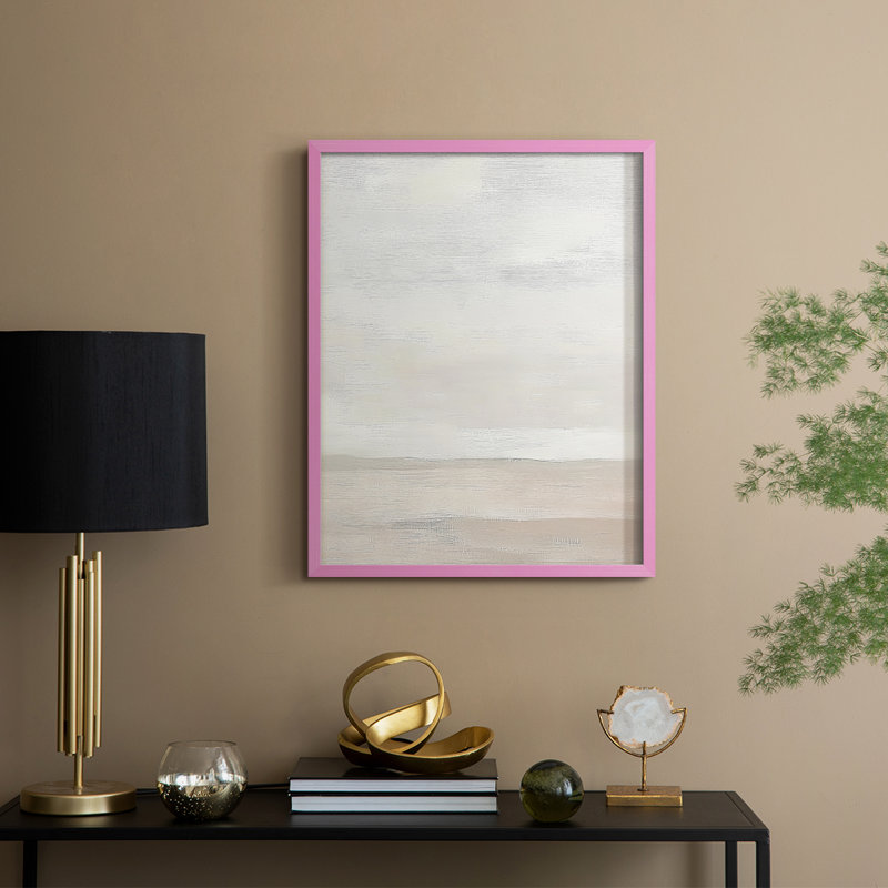 Impression abstraite encadrée en D - prête à être accrochée - fabriquée aux États-Unis, H 20 po x l 16 po, Rose