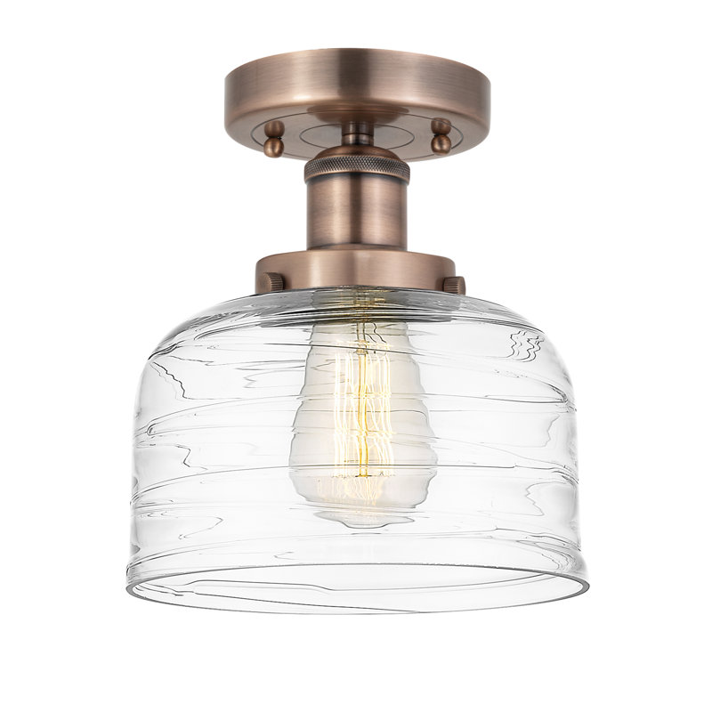Plafonnier semi-encastré en verre Thoa, Cuivre antique