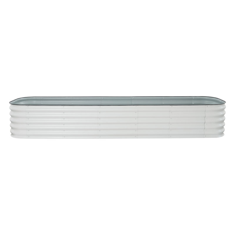 Metal Raised Garden Bed Planter Box, 16.94" H x 112.29" W x 23.64" D, White