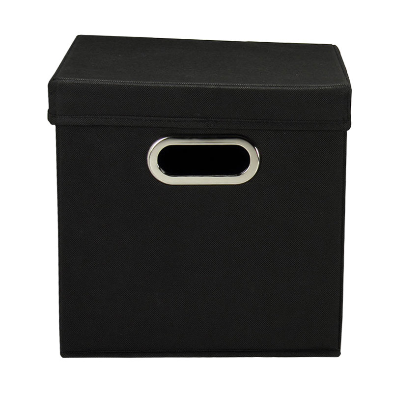 6 ct Open Fabric Cube Storage Bins, Gray, Black
