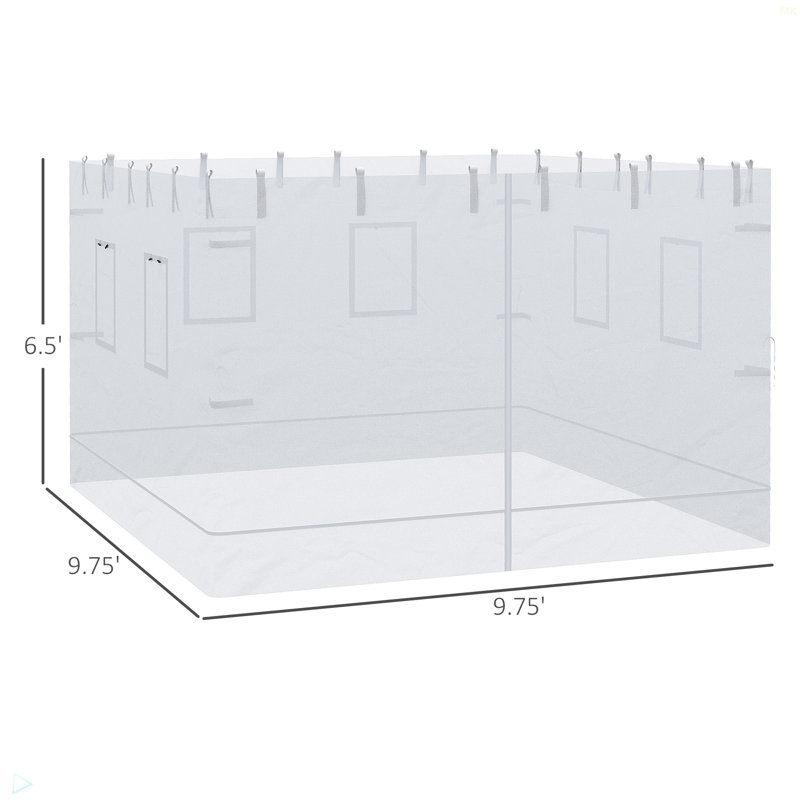 Murs à auvent escamotables, filet de remplacement universel, ensemble de 4 parois latérales grillagées, filet de patio avec 6 fenêtres de service et 1 porte pour tente de 10 pi x 10 pi