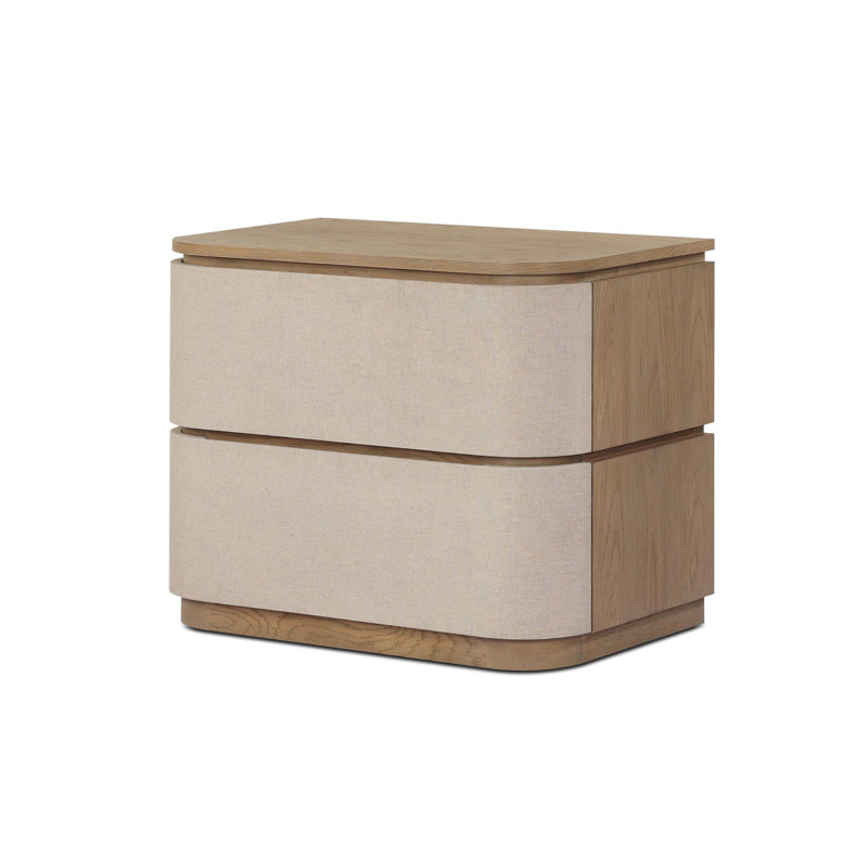 Mariella Nightstand-Beige Painted Linen