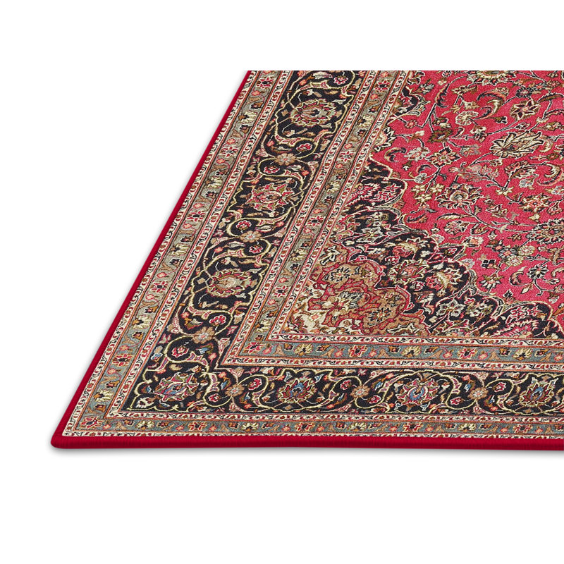 Tapis beige/gris/rouge traditionnel, Rectangle 3 pi x 5 pi