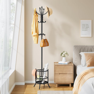 Coat Rack With Umbrella Stand, Freestanding Coat Rack With 16 Hooks
