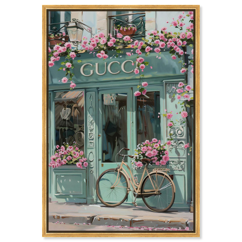 Art Remedy Fashion Art Canvas Bright Days Storefront, H 25 po x l 17 po, Cadre flottant doré