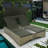 Rattan Patio Daybed With Shelter Roof, Adjustable Backrest, Storage Box And 2 Cup Holders-1557590513