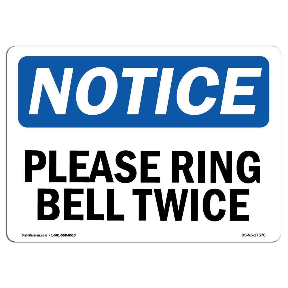 Notice: Please Ring Bell - Portrait Wall Sign