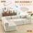 Modular Convertible Sofa Bed L-Shaped with Reversible Chaise, Upholstered Corduroy Floor Sleeper Couch for Living Room, Bedroom,  No Assembly Required, Beige-1005379676