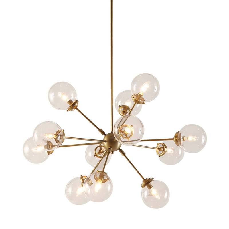Paige 12-Light Chandelier with Globe Bulbs, Gold
