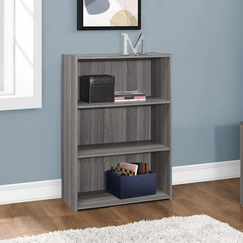 Bookshelf, Bookcase, 4 Tier, 36"H, Office, Bedroom, Laminate, Gris