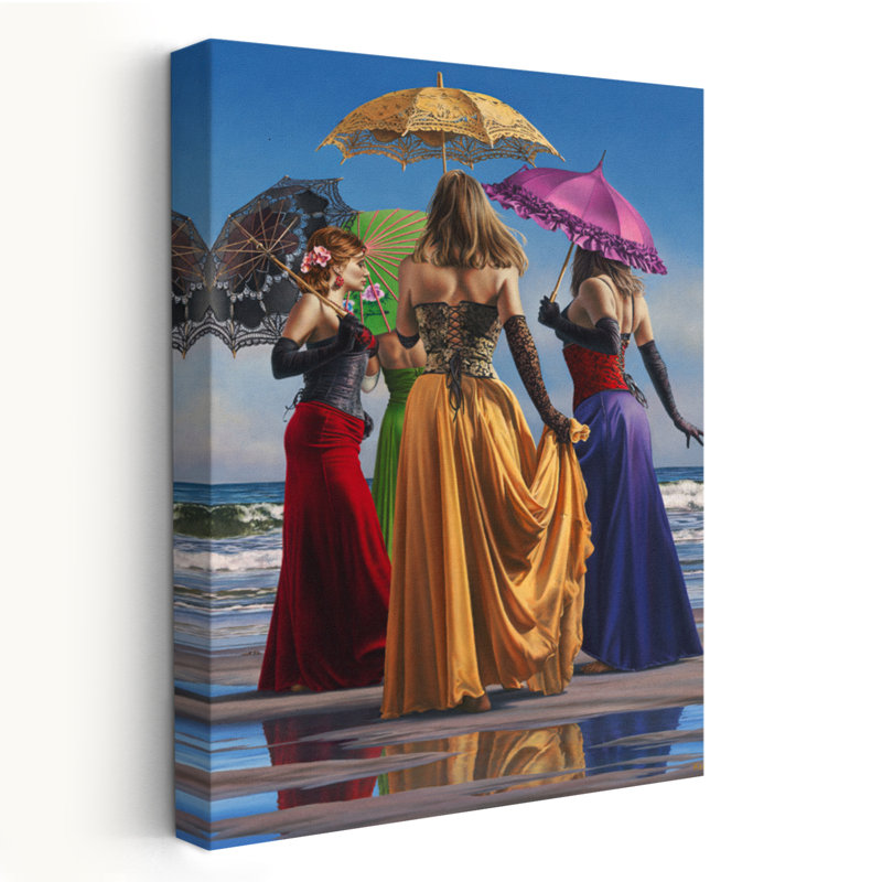 Parasols - Figurative Beaches Ocean Umbrellas Art, 24" H x 16" W