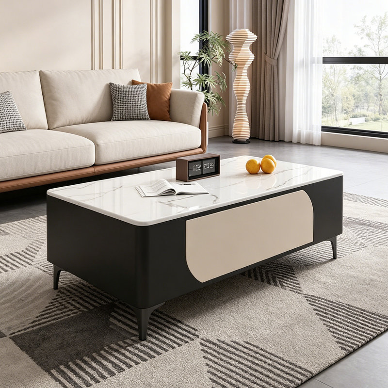 Home Faux Leather Wrapped Storage Coffee Table