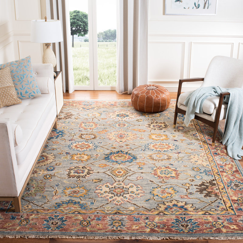 Samarkand One Hundred Eleven Area Rug In Grey / Red, Rectangle 9' x 12'
