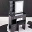 29,2 po, meuble-lavabo de bureau à gauche, tabouret rembourré, miroir à DEL à commande tactile, rangement grande capacité, chambres à coucher restreintes, petite table noire et miroir à luminosité réglable, convient
