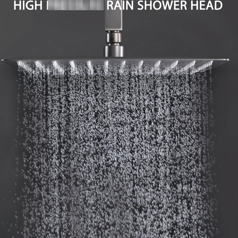 12" Rain Shower With Handheld, Stainless Steel, Balanced, , Standard Spray, Wall Mounted Kit Installation Assembly, Silver
