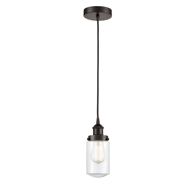 Luminaire suspendu cylindrique à 1 lumière Saroyan, Transparent, Bronze huilé