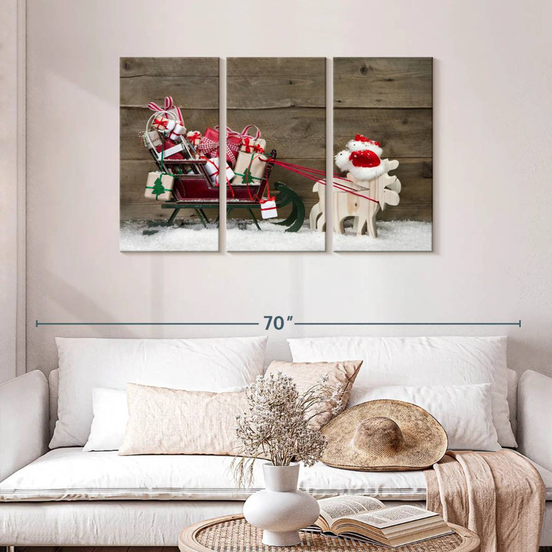 Père Noël en traîneau, H 28 po x l 45 po