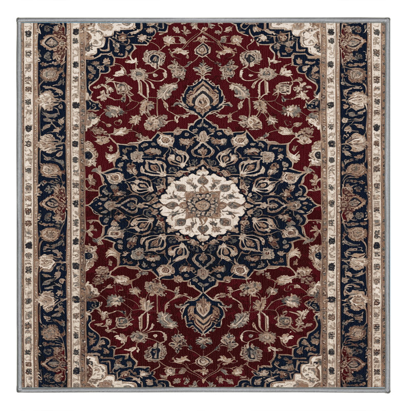 Tapis persan gris lavable à la machine, Carré 6 pi