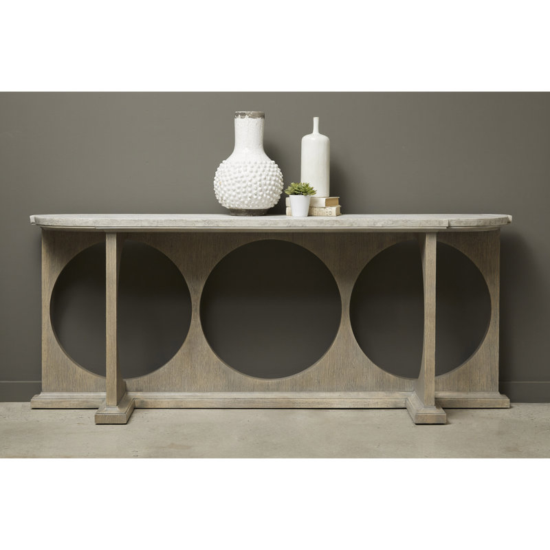 Cream Faux Concrete Top D Shape Entryway Console Table